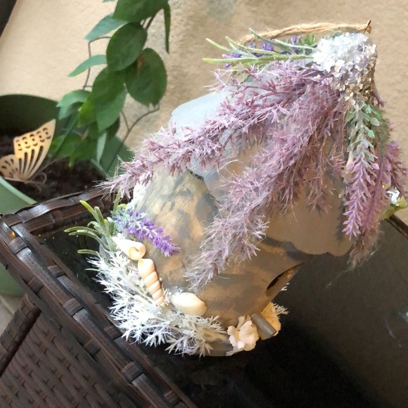 NWT Vintage style custom weathered birdhouse w/an orchid flair custom handmade - Picture 8 of 11